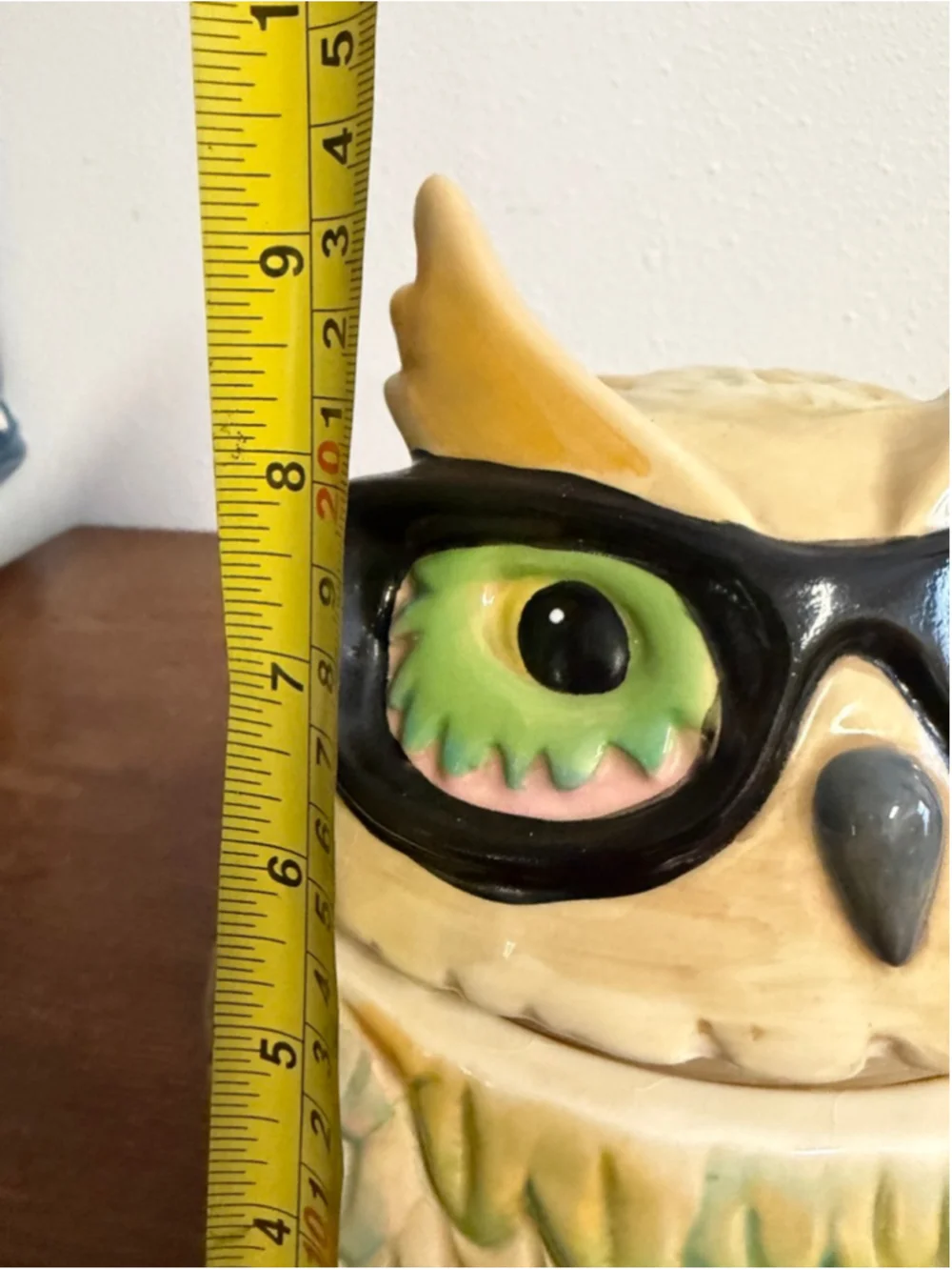 Vintage Owl Cookie Jar w/ Glasses Ceramic Kitsch Retro Kitchen Canister 8” Cute